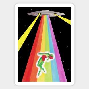 Retro Alien Abduction Sticker